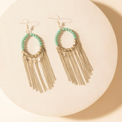 Myra Desert River Fringe Earrings in Mist Aqua Myra USA
