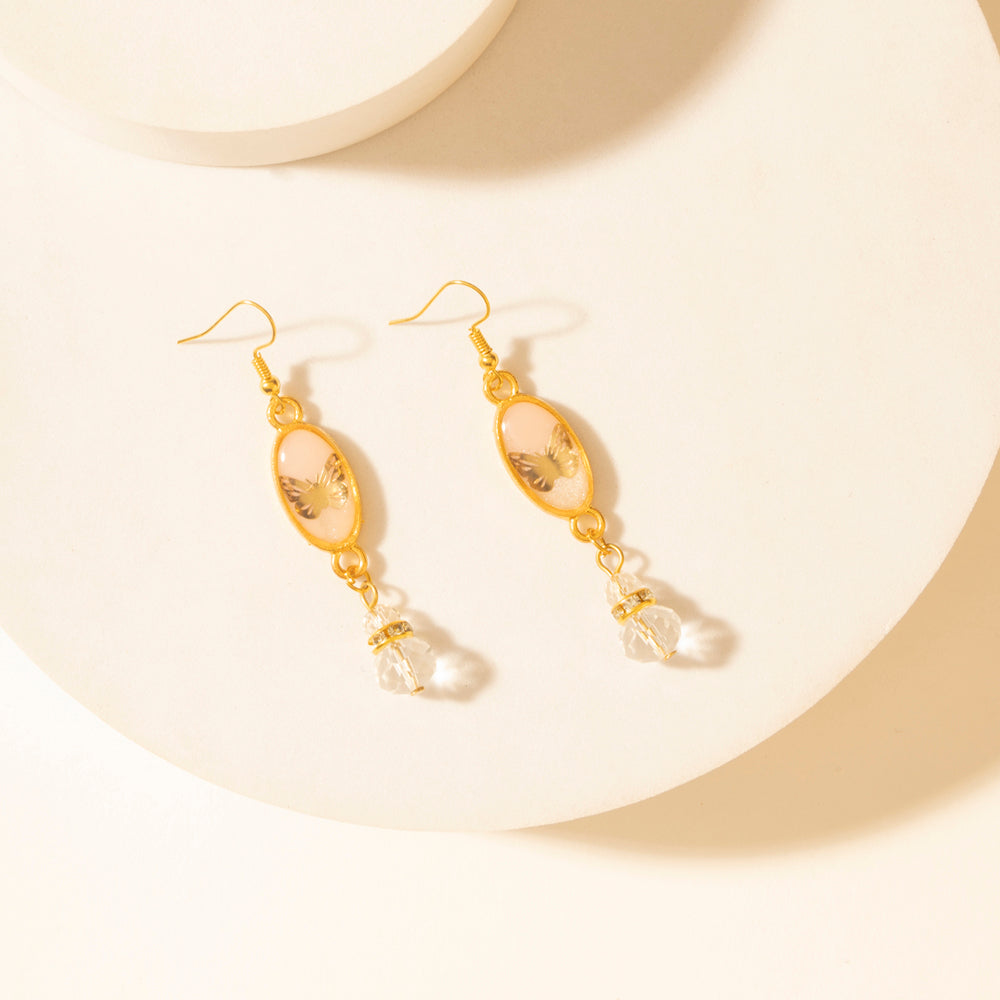 Myra Honey Crystal Dangle Earrings in Dawn Blush Myra USA