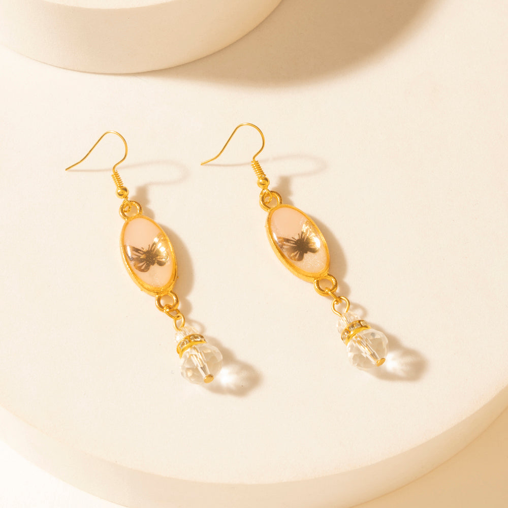 Myra Honey Crystal Dangle Earrings in Dawn Blush Myra USA