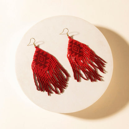 Myra Wild Blaze Beaded Fringe Earrings in Ember Red Myra USA