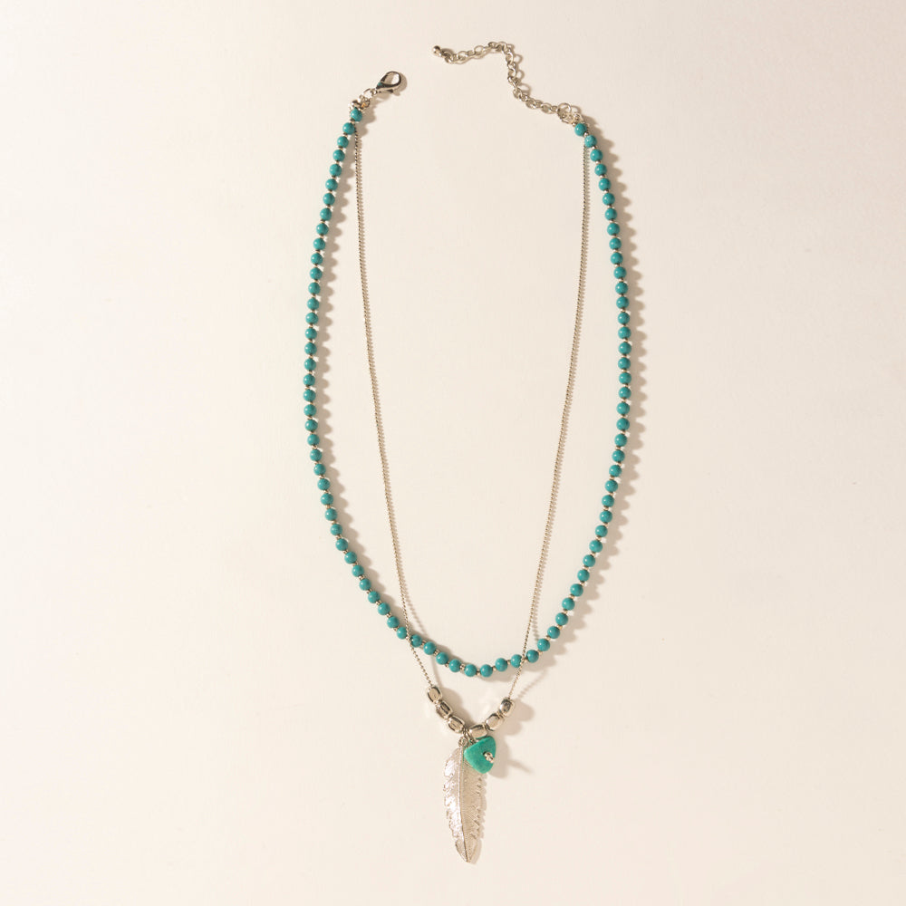 Myra Feathered Sage Necklace in Range Blue Myra USA