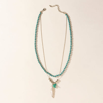 Myra Feathered Sage Necklace in Range Blue Myra USA