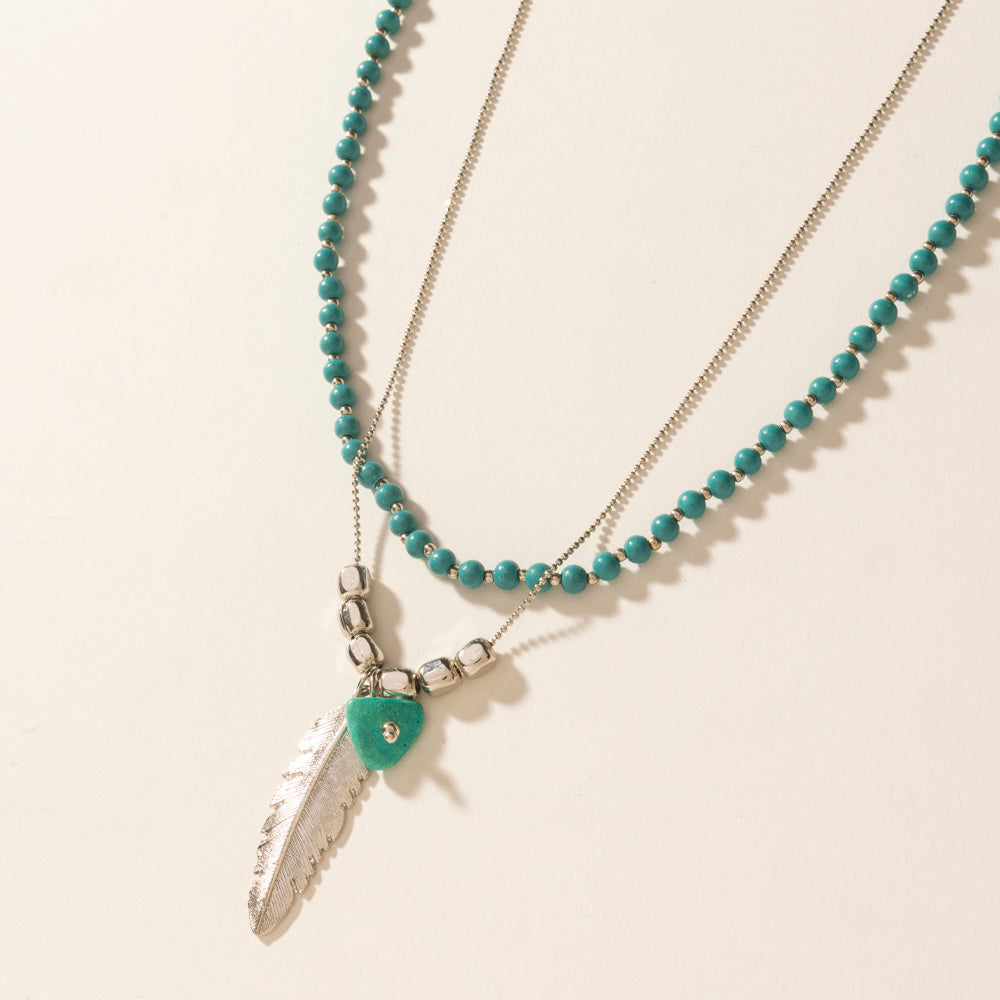 Myra Feathered Sage Necklace in Range Blue Myra USA
