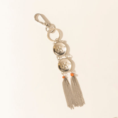 Myra Duo Medallion Tassel Keychain in Nickel Steel Myra USA