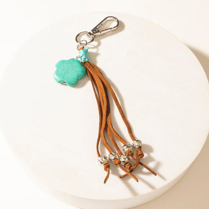 Myra Rangeflower Tassel Charm Keychain in Suede Brown Myra USA