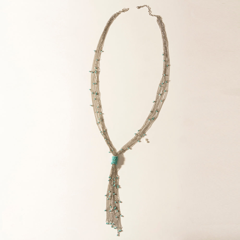 Myra Mist River Tassel Necklace in Silver Mix Myra USA