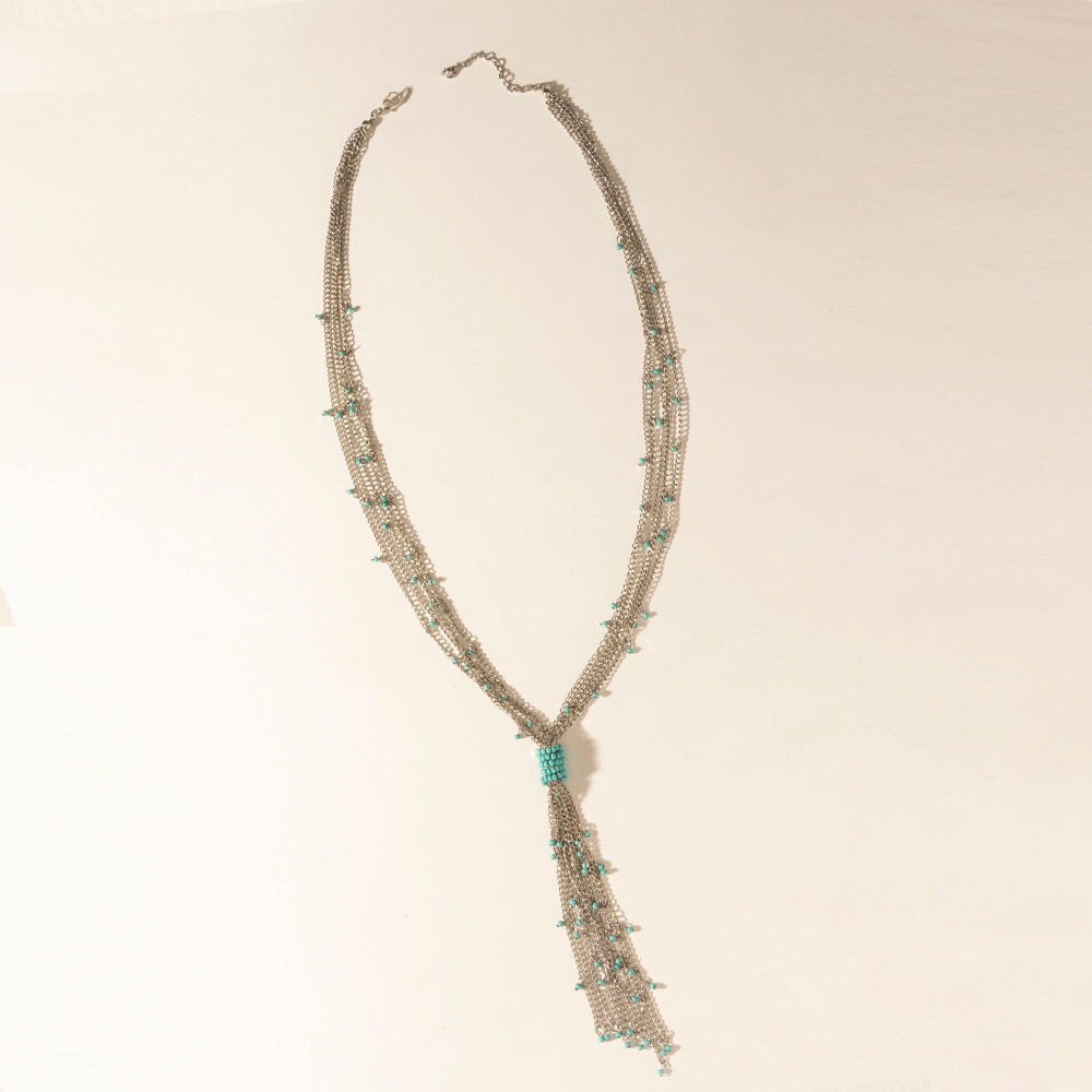 Myra Mist River Tassel Necklace in Silver Mix Myra USA