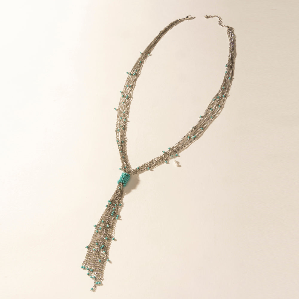Myra Mist River Tassel Necklace in Silver Mix Myra USA
