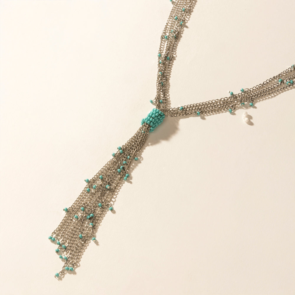 Myra Mist River Tassel Necklace in Silver Mix Myra USA