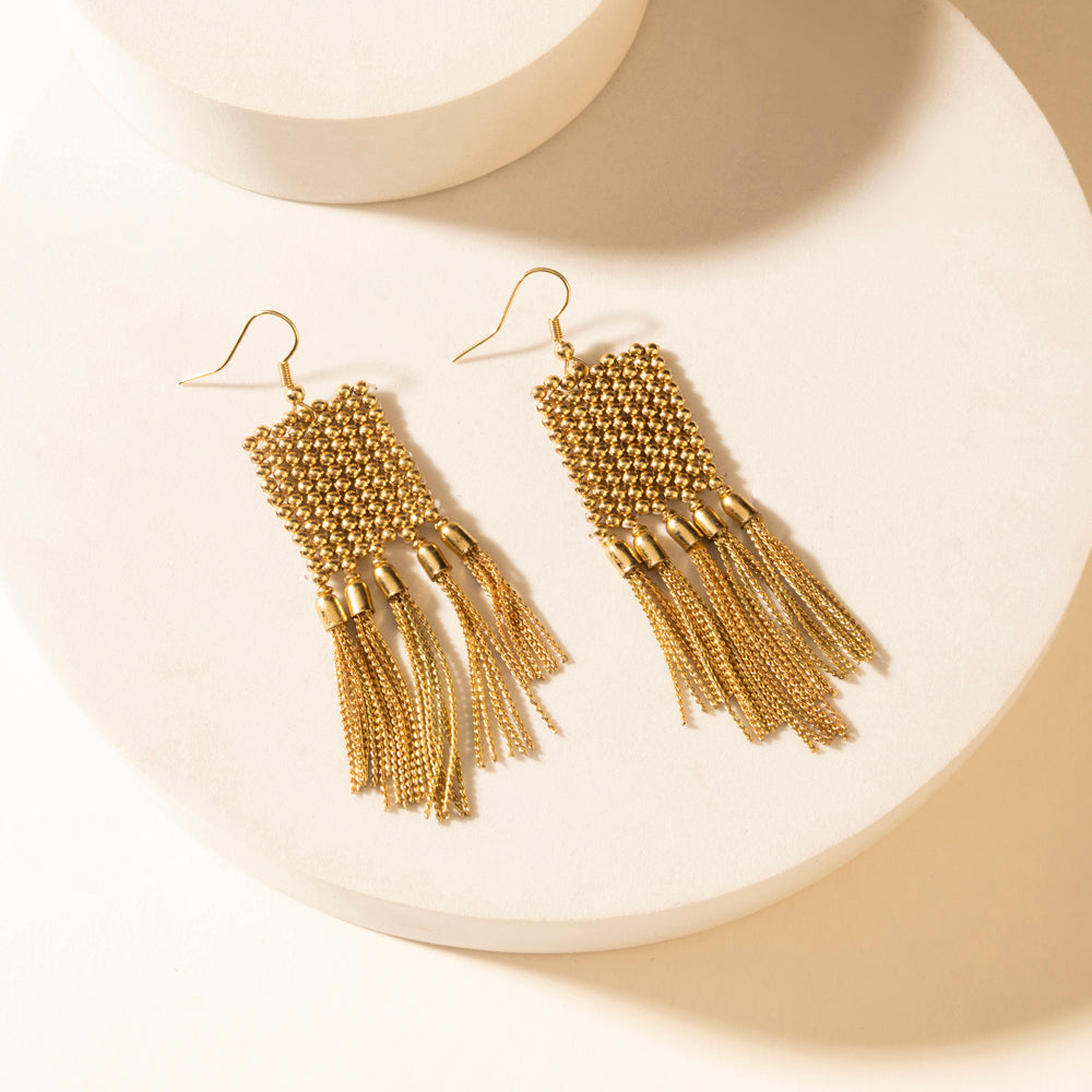 Myra Lanternlight Tassel Earrings in Chime Gold Myra USA
