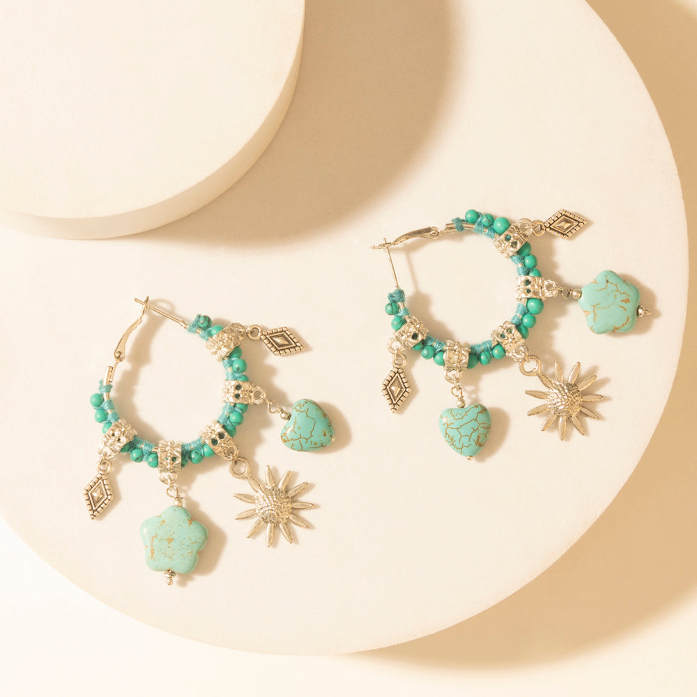 Myra Sunchrome Charm Hoop Earrings in Bloom Blue Myra USA