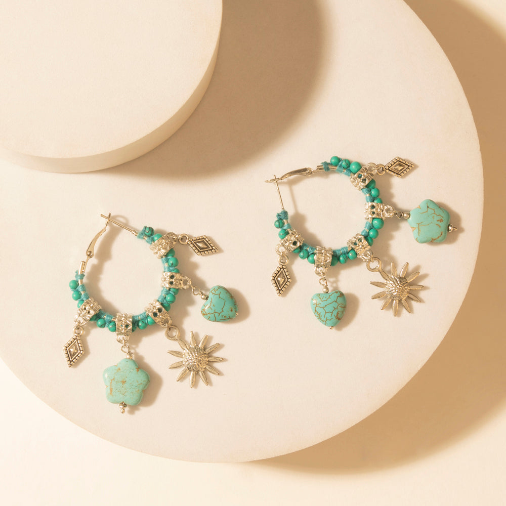 Myra Sunchrome Charm Hoop Earrings in Bloom Blue Myra USA