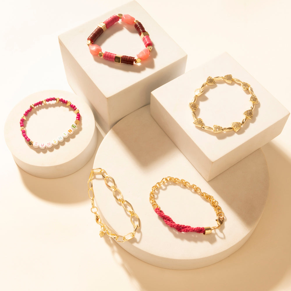 Myra Wildflower Sunshine Stack Bracelet in Carnival Pink Myra USA
