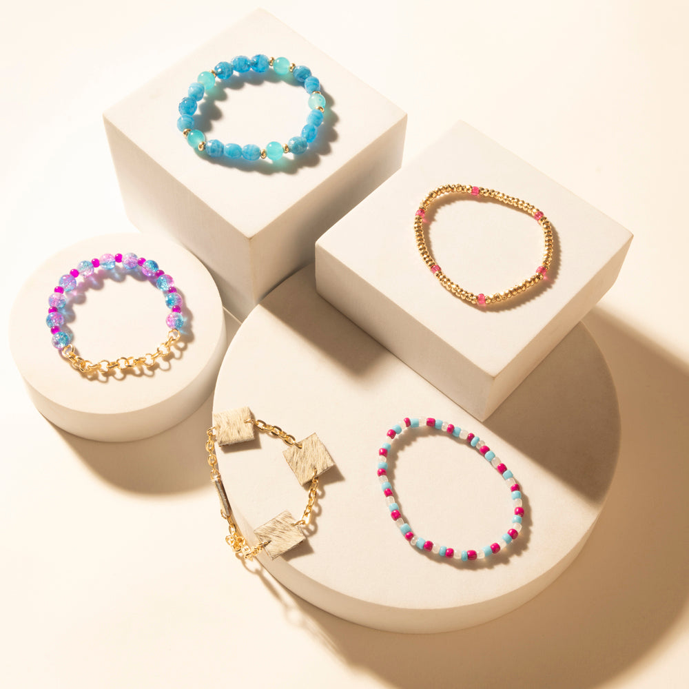 Myra Boho Graffiti Stack Bracelet in Prairie Blue Myra USA