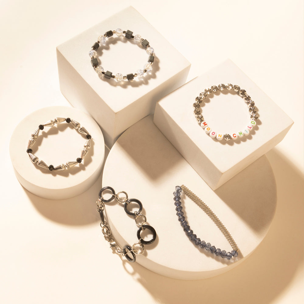 Myra Iron Moon Stack Bracelet in Blue Forge Myra USA