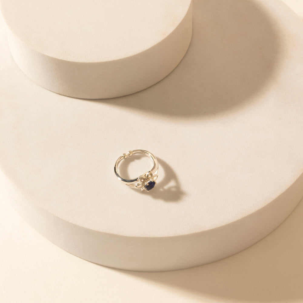 Myra Canyon Dew Sterling Silver Ring in Starlit Navy Myra USA
