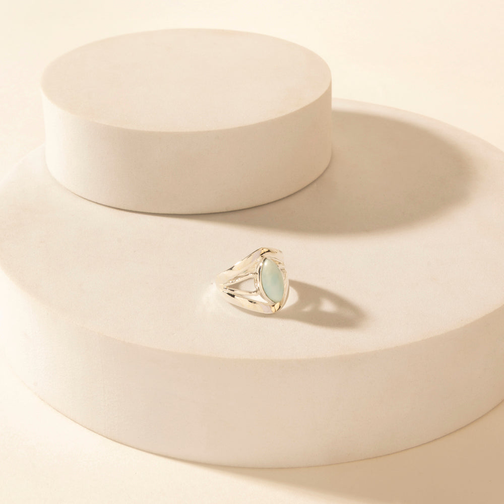 Myra Marquise Halo Sterling Silver Ring in Mirage Grey Myra USA