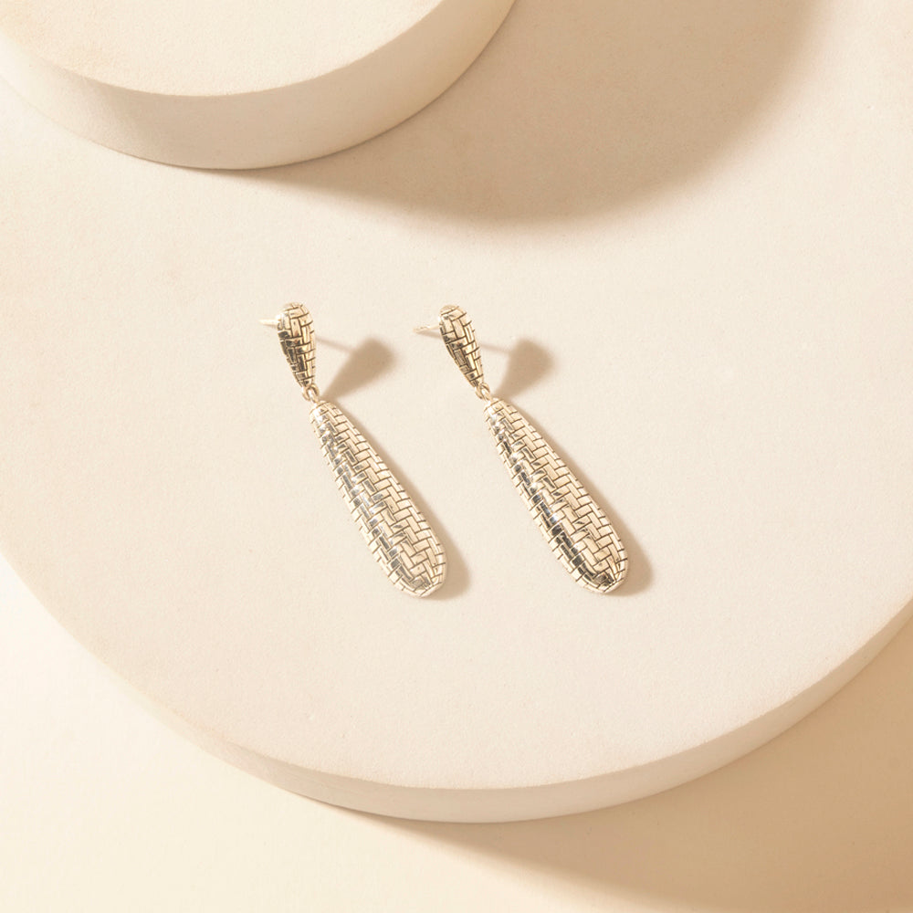 Myra Lariat Mesh Sterling Silver Earrings in Dusty Chrome Myra USA