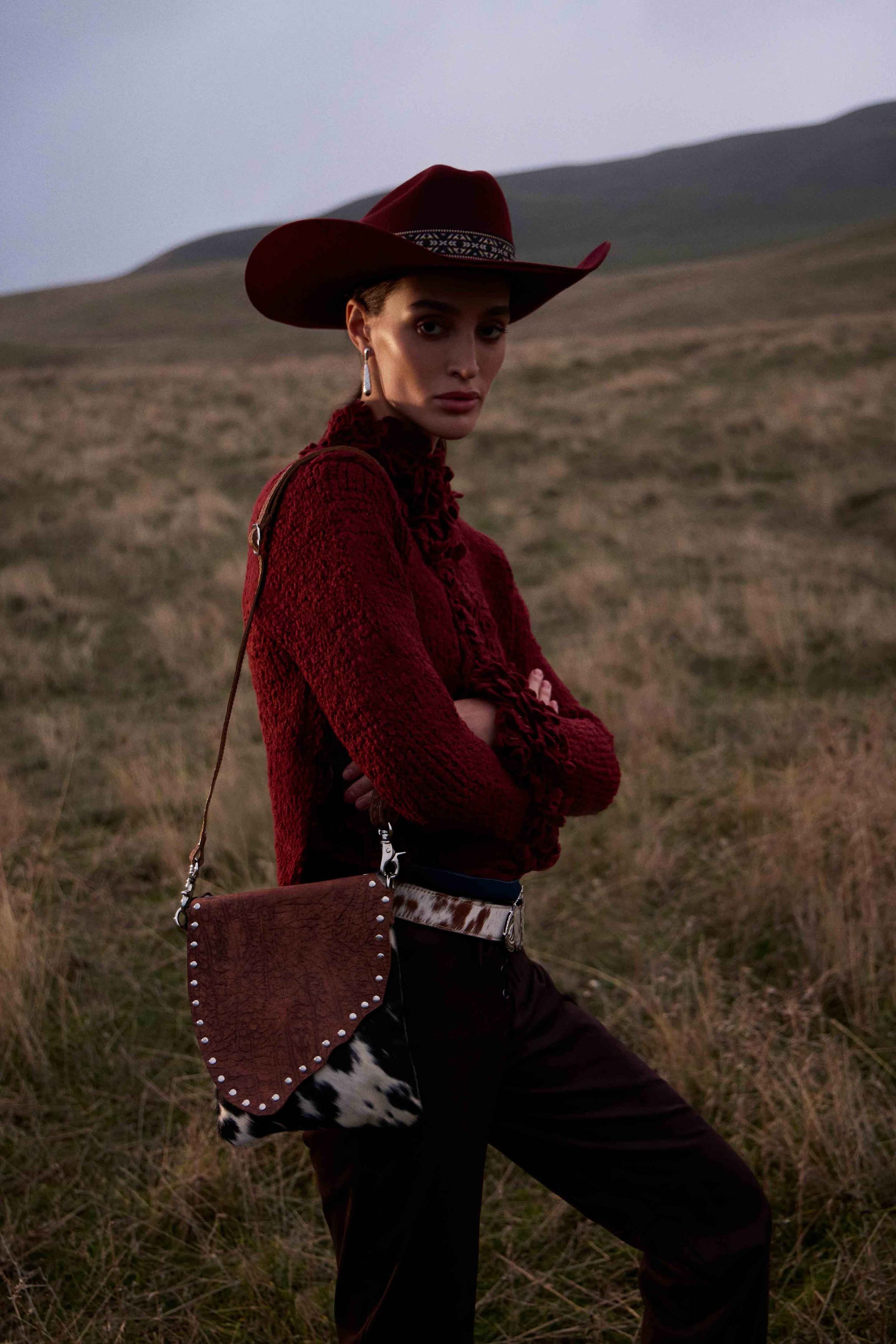 Myra Stonebrook Canvas & Hairon Bag in Spotted Ivory Myra USA