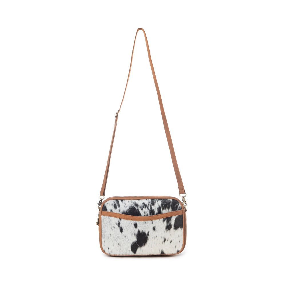Myra Spade Valley Hairon Leather Bag in Brindle Brown Myra USA