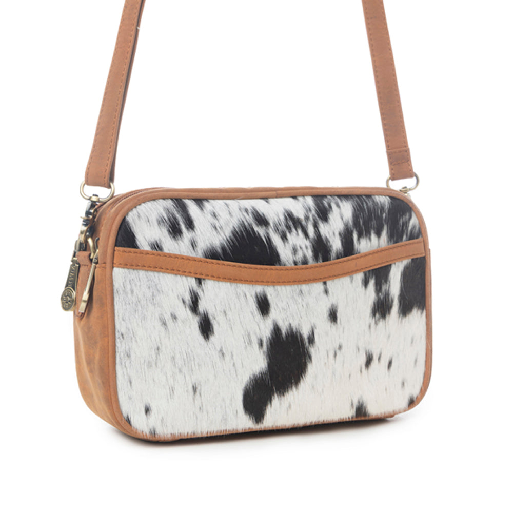 Myra Spade Valley Hairon Leather Bag in Brindle Brown Myra USA