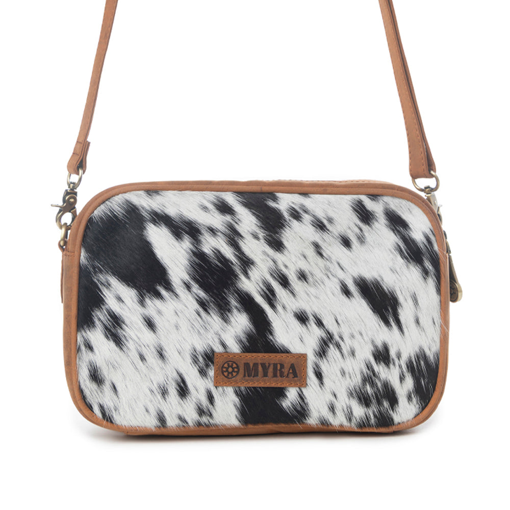 Myra Spade Valley Hairon Leather Bag in Brindle Brown Myra USA