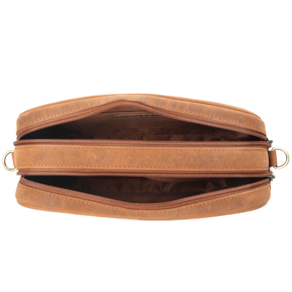 Myra Spade Valley Hairon Leather Bag in Brindle Brown Myra USA