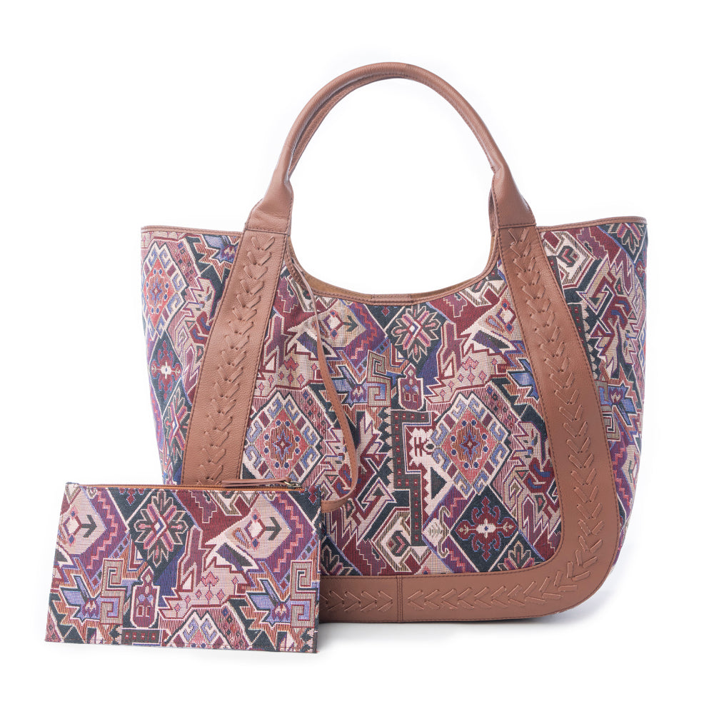 Myra Savannah Moon Jacquard Tote Bag in Plum Shadow Myra USA