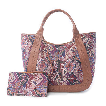 Myra Savannah Moon Jacquard Tote Bag in Plum Shadow Myra USA