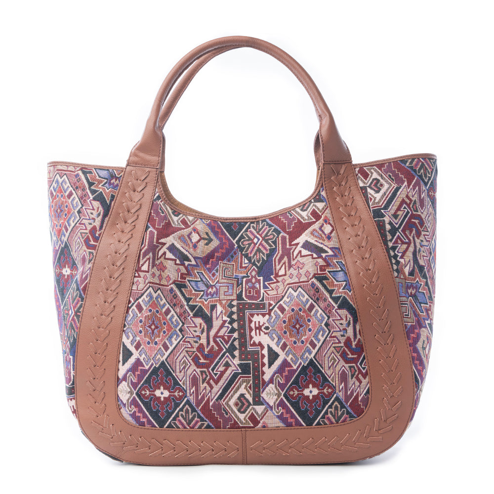 Myra Savannah Moon Jacquard Tote Bag in Plum Shadow Myra USA