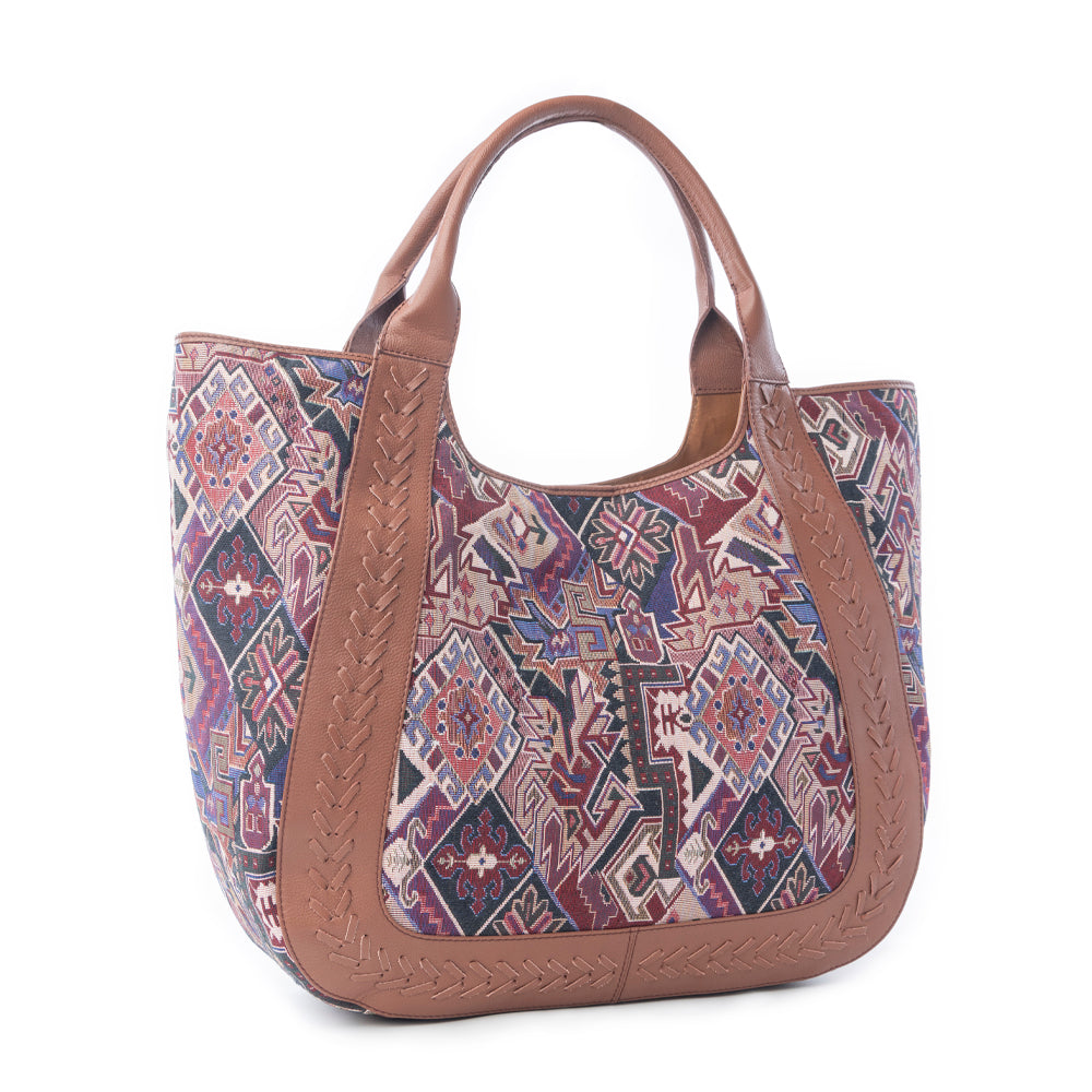 Myra Savannah Moon Jacquard Tote Bag in Plum Shadow Myra USA
