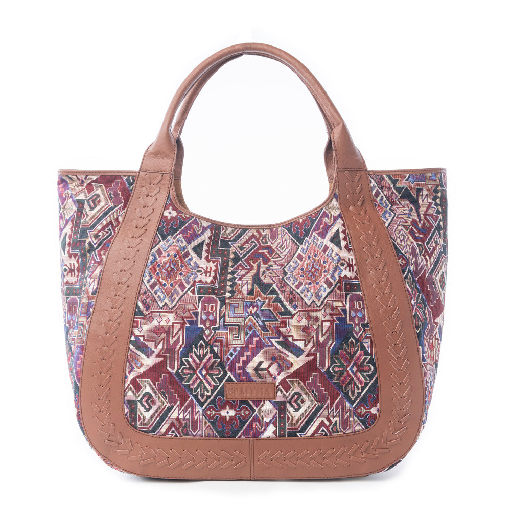 Myra Savannah Moon Jacquard Tote Bag in Plum Shadow Myra USA