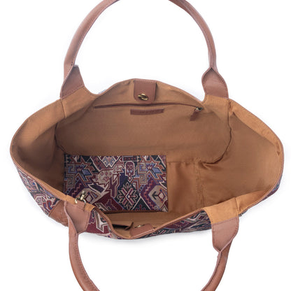 Myra Savannah Moon Jacquard Tote Bag in Plum Shadow Myra USA