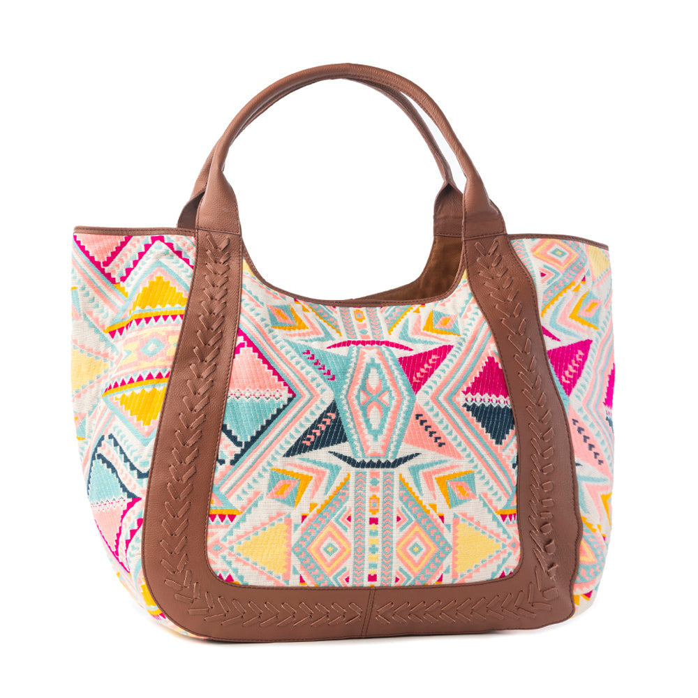 Myra Sedona Horizon Jacquard Tote Bag in Sunset Coral Myra USA