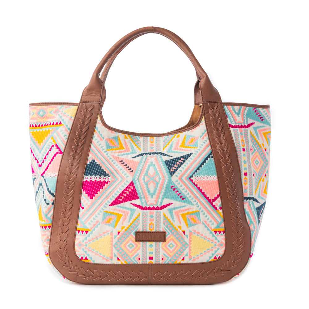 Myra Sedona Horizon Jacquard Tote Bag in Sunset Coral Myra USA