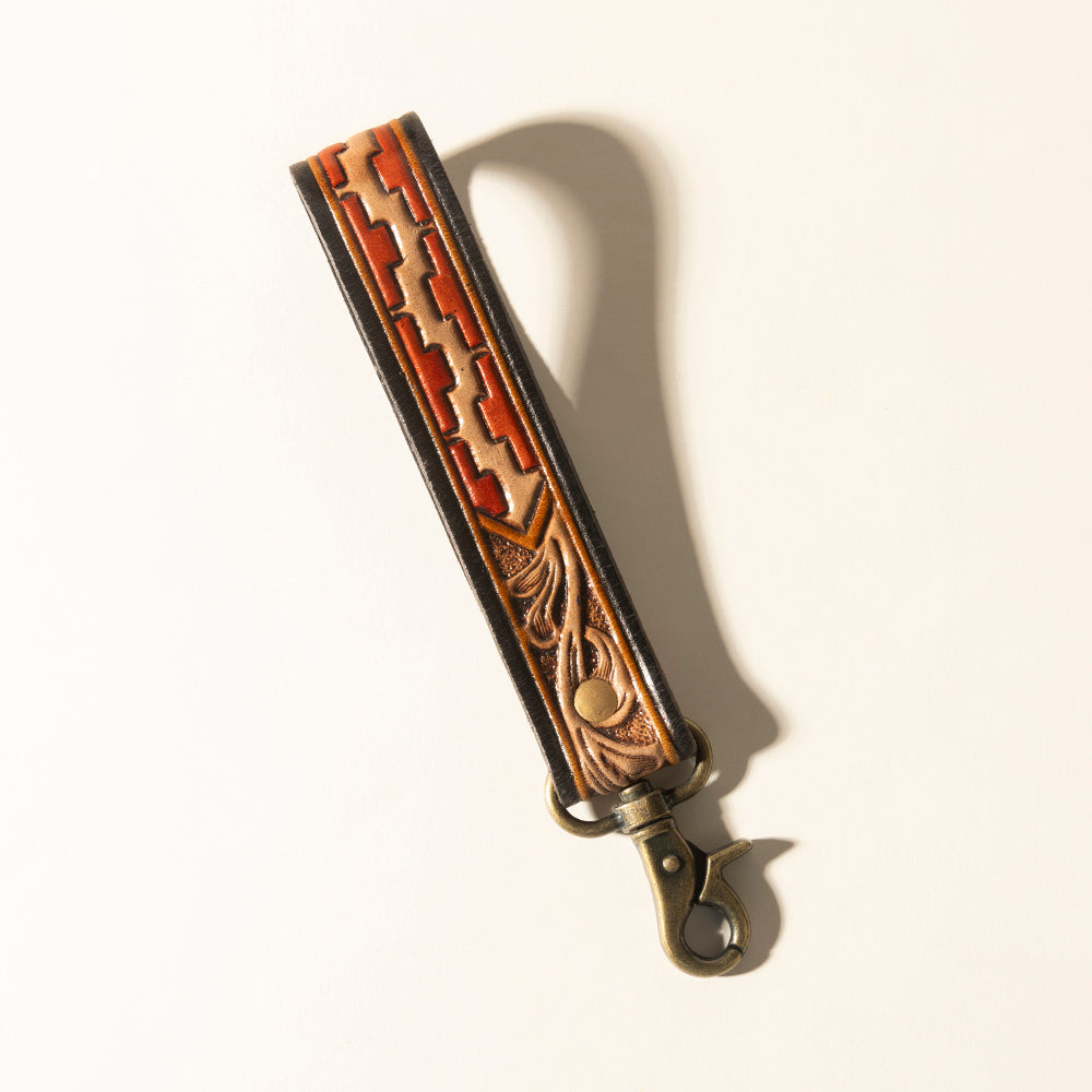 Myra Red Rock Path Handtooled Leather Keyfob in Mesa Brick Myra USA