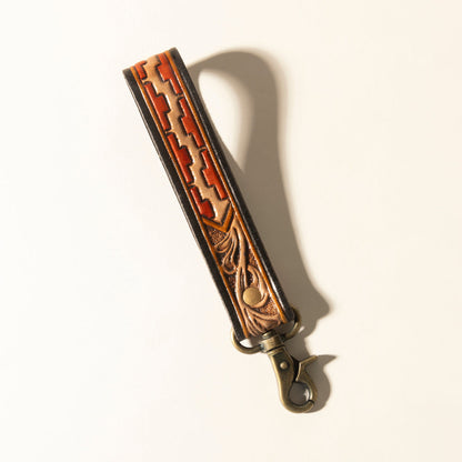 Myra Red Rock Path Handtooled Leather Keyfob in Mesa Brick Myra USA