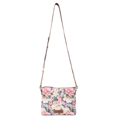 Myra Wildflower Trail Cotton & Leather Crossbody Bag in Vintage Rose Myra USA