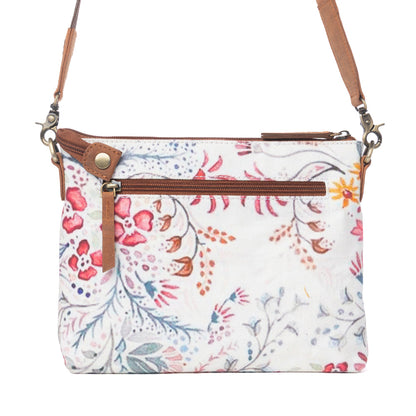Myra Wildflower Trail Cotton & Leather Crossbody Bag in Spring Sand Myra USA