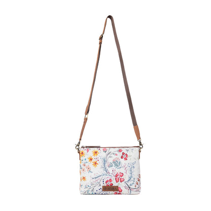 Myra Wildflower Trail Cotton & Leather Crossbody Bag in Spring Sand Myra USA
