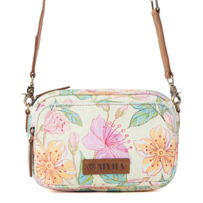 Myra Meadow Song Cotton & Leather Crossbody Bag in Lemon Blossom Myra USA