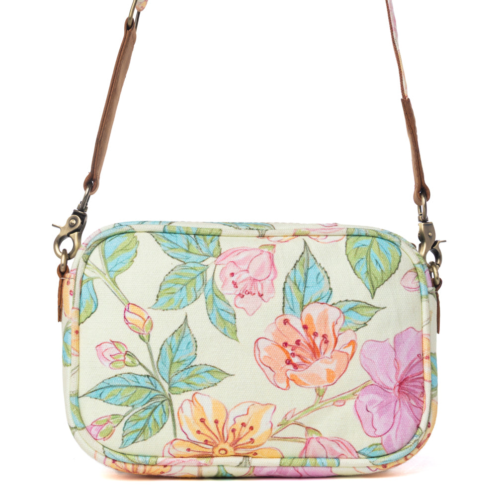 Myra Meadow Song Cotton & Leather Crossbody Bag in Lemon Blossom Myra USA