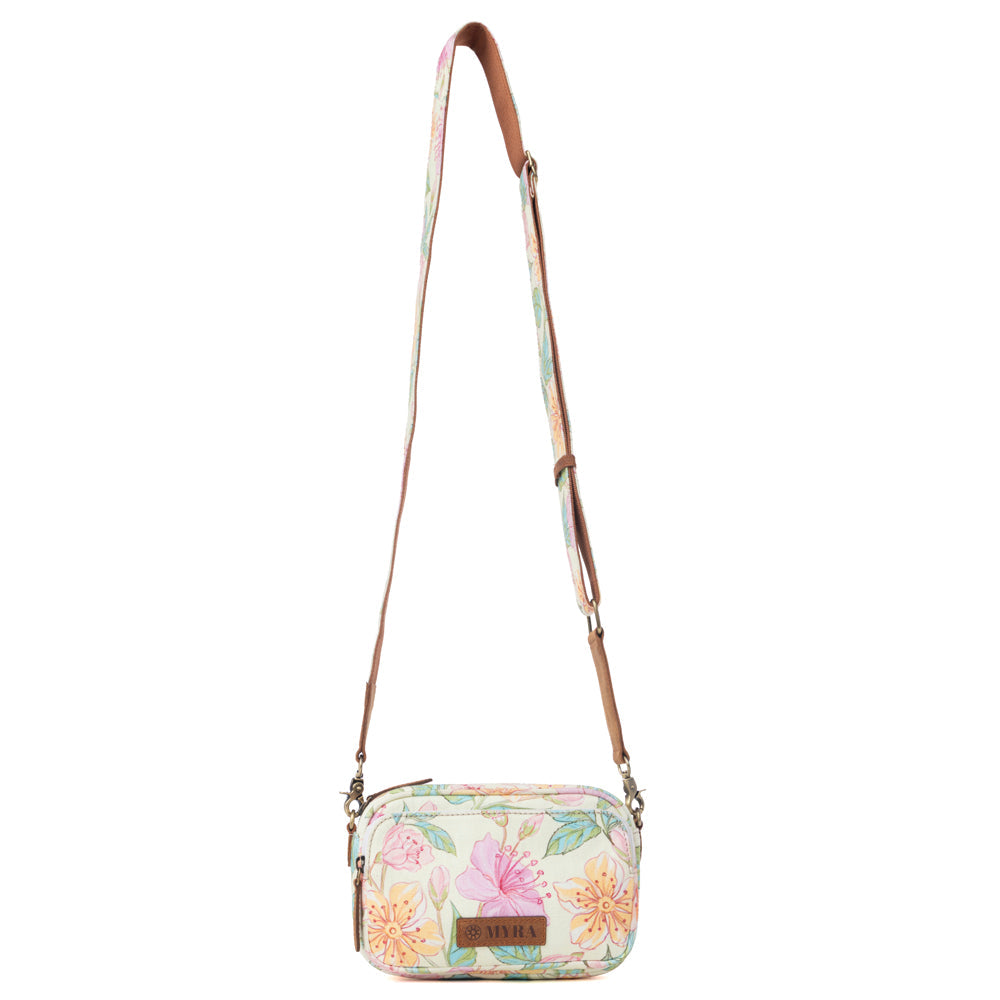 Myra Meadow Song Cotton & Leather Crossbody Bag in Lemon Blossom Myra USA