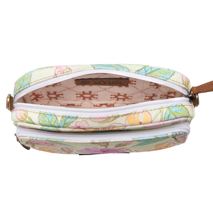 Myra Meadow Song Cotton & Leather Crossbody Bag in Lemon Blossom Myra USA