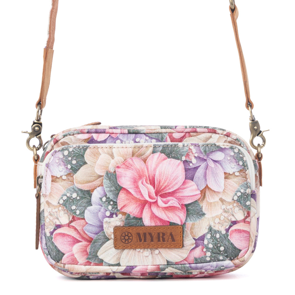 Myra Meadow Song Cotton & Leather Crossbody Bag in Meadow Blush Myra USA