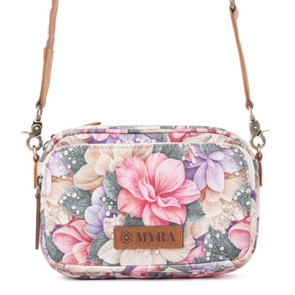 Myra Meadow Song Cotton & Leather Crossbody Bag in Meadow Blush Myra USA