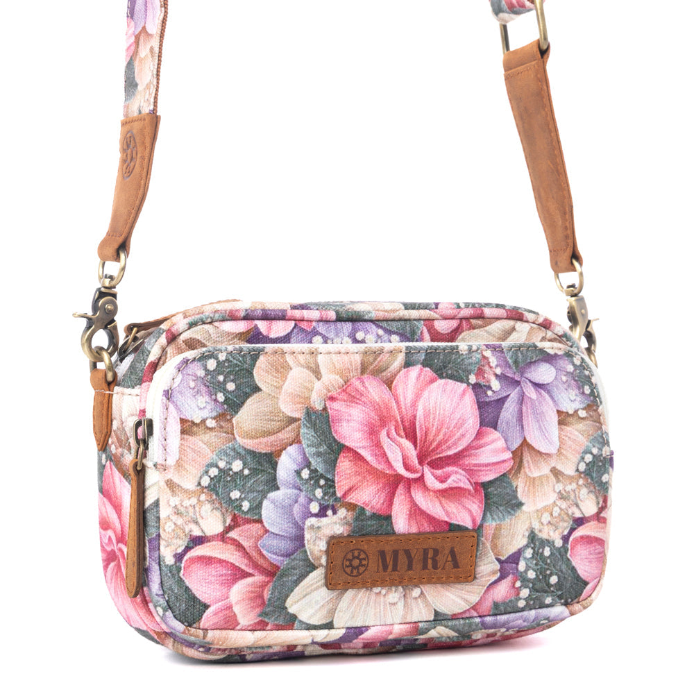Myra Meadow Song Cotton & Leather Crossbody Bag in Meadow Blush Myra USA