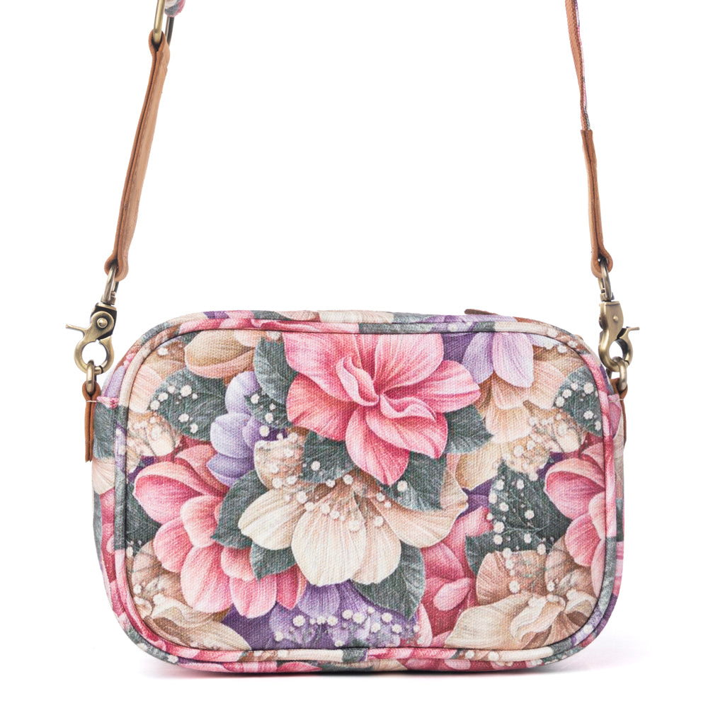 Myra Meadow Song Cotton & Leather Crossbody Bag in Meadow Blush Myra USA