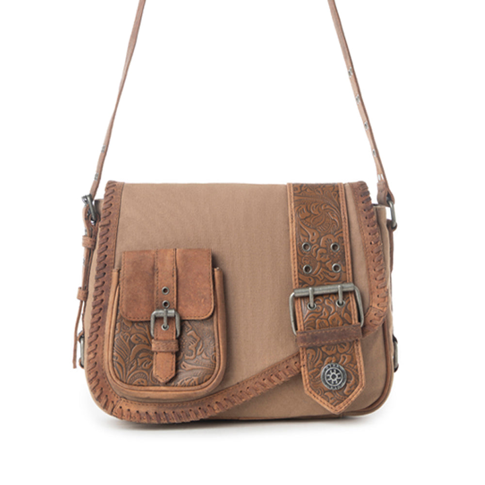 Myra Outlaw's Travels Leather Shoulder Bag in Burnt Sand Myra USA