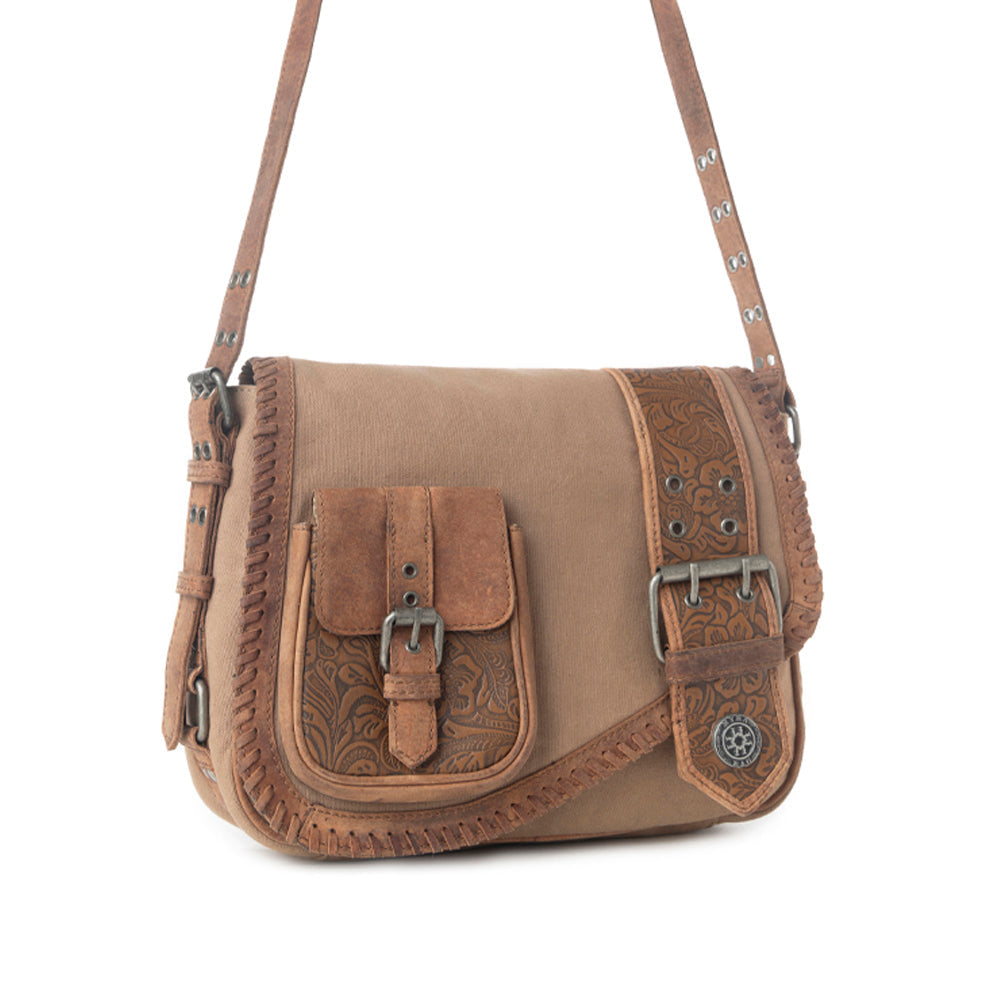 Myra Outlaw's Travels Leather Shoulder Bag in Burnt Sand Myra USA